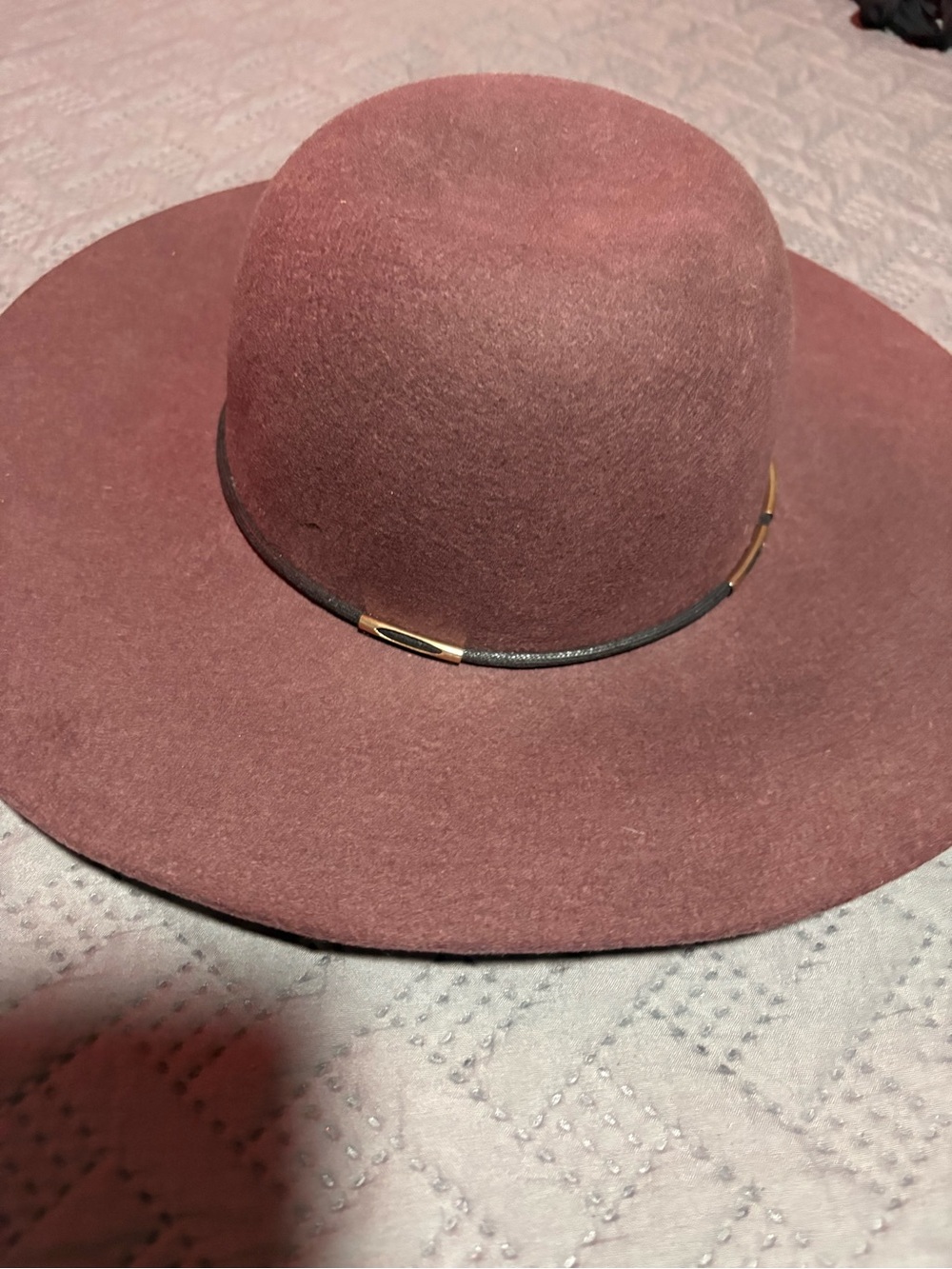 Women's Wide Brim Wool Felt Hat - Dusty Rose